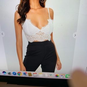 Missguided White Cropped Lace Bralette